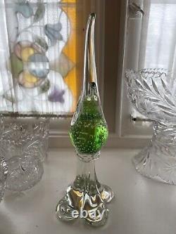 Vintage Murano Controlled Bubble Green Glass 15 Bird Figure