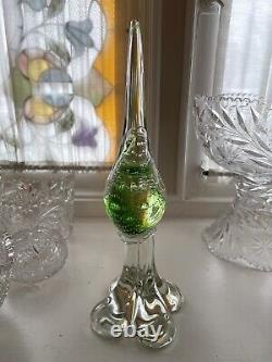 Vintage Murano Controlled Bubble Green Glass 15 Bird Figure