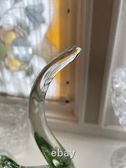 Vintage Murano Controlled Bubble Green Glass 15 Bird Figure