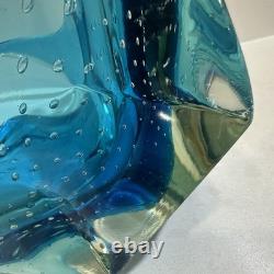 Vintage Murano Controlled Bubbles Blue Wave Art Glass Centrepiece Bowl Italy