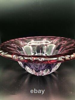 Vintage Murano Cranberry Art Glass Centerpiece Bowl, 11 Diameter, 3 3/4 High