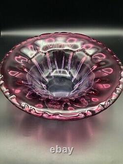 Vintage Murano Cranberry Art Glass Centerpiece Bowl, 11 Diameter, 3 3/4 High