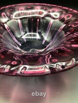 Vintage Murano Cranberry Art Glass Centerpiece Bowl, 11 Diameter, 3 3/4 High