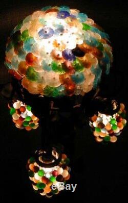 Vintage Murano Czech Nouveau Glass Grapevine Grape Cluster Lamp Dome Petal Top