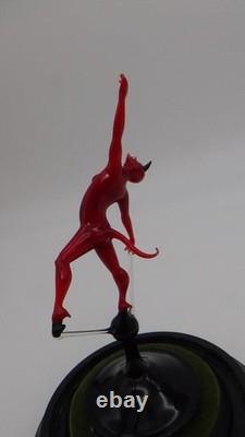 Vintage Murano Dancing Devil Art Glass Miniature Sculpture Masterpiece w Dome