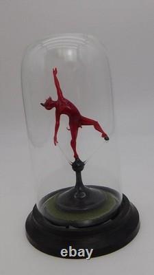 Vintage Murano Dancing Devil Art Glass Miniature Sculpture Masterpiece w Dome