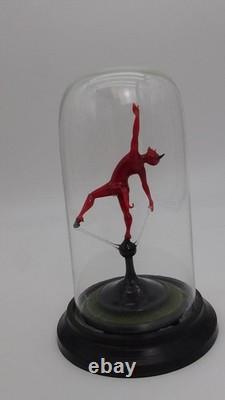 Vintage Murano Dancing Devil Art Glass Miniature Sculpture Masterpiece w Dome