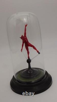 Vintage Murano Dancing Devil Art Glass Miniature Sculpture Masterpiece w Dome