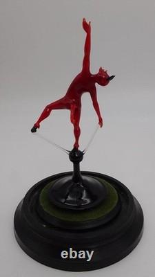 Vintage Murano Dancing Devil Art Glass Miniature Sculpture Masterpiece w Dome