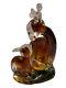 Vintage Murano Deer Doe Fawn Amber Art Glass Figurine Millefiori Details Rare