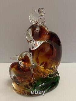 Vintage Murano Deer Doe Fawn Amber Art Glass Figurine Millefiori Details Rare