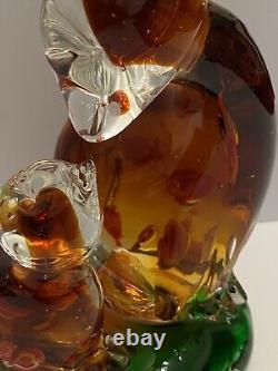 Vintage Murano Deer Doe Fawn Amber Art Glass Figurine Millefiori Details Rare