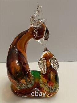 Vintage Murano Deer Doe Fawn Amber Art Glass Figurine Millefiori Details Rare