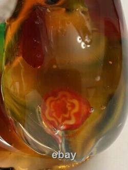 Vintage Murano Deer Doe Fawn Amber Art Glass Figurine Millefiori Details Rare