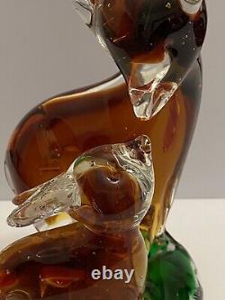 Vintage Murano Deer Doe Fawn Amber Art Glass Figurine Millefiori Details Rare