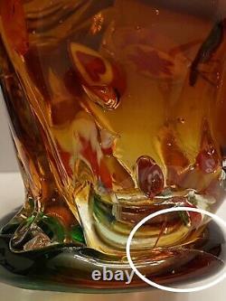 Vintage Murano Deer Doe Fawn Amber Art Glass Figurine Millefiori Details Rare