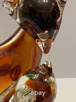 Vintage Murano Deer Doe Fawn Amber Art Glass Figurine Millefiori Details Rare