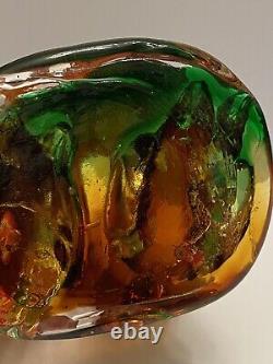 Vintage Murano Deer Doe Fawn Amber Art Glass Figurine Millefiori Details Rare