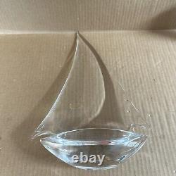 Vintage Murano Design Art Clear Glass Sailboat Sculpture 14 with Sticker
