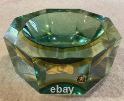 Vintage Murano E&R Italy Golden Crown Art Glass Ashtray