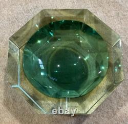Vintage Murano E&R Italy Golden Crown Art Glass Ashtray