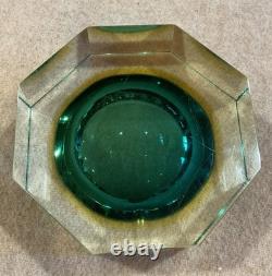 Vintage Murano E&R Italy Golden Crown Art Glass Ashtray