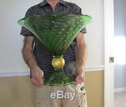 Vintage Murano Emerald Art Glass Vase by V. Nason & C. Italy c. 1970 Signed $2,000