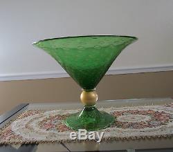 Vintage Murano Emerald Art Glass Vase by V. Nason & C. Italy c. 1970 Signed $2,000