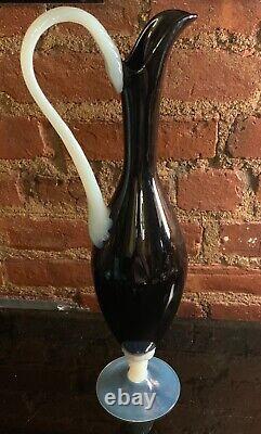 Vintage Murano Empoli Opaline Art Glass Decanter/Vase/Ewer/Pitcher Mid Century