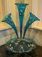 Vintage Murano Epergne Glass 3 Horn Multi Colored Hand Blown Millefiori Italy