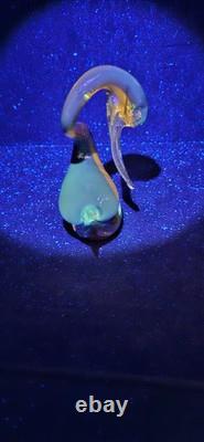 Vintage Murano Ferro Lazzarini Amber Blue Green Summerso Art Glass Swan Figurine