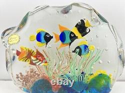 Vintage Murano Ferro and Lazzarini Art Glass Aquarium Fish Paperweight