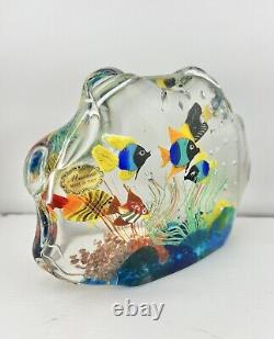 Vintage Murano Ferro and Lazzarini Art Glass Aquarium Fish Paperweight