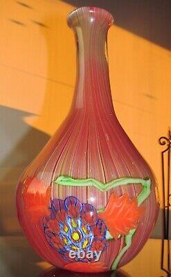 Vintage Murano Filigrana Glass Vase. 13 Tall