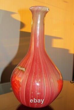 Vintage Murano Filigrana Glass Vase. 13 Tall