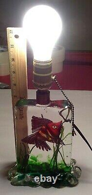 Vintage Murano Fish Aquarium Lamp Italian Art Glass Original Label