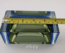 Vintage Murano Flavio Poli for Seguso Art Glass Ashtray Dish 5×3 Green and Blue