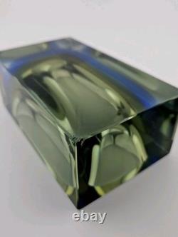 Vintage Murano Flavio Poli for Seguso Art Glass Ashtray Dish 5×3 Green and Blue