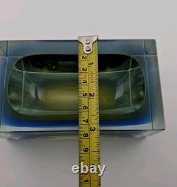 Vintage Murano Flavio Poli for Seguso Art Glass Ashtray Dish 5×3 Green and Blue
