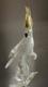 Vintage Murano Formia Glass Cockatoo Bird Sculpture White Gold 12 x 9.5