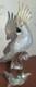 Vintage Murano Formia Glass Cockatoo Bird Sculpture White Gold 12 x 9.5