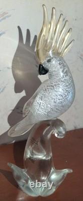 Vintage Murano Formia Glass Cockatoo Bird Sculpture White Gold 12 x 9.5 Vintage Murano Formia Glass Cockatoo Bird Sculpture White Gold 12 x 9.5