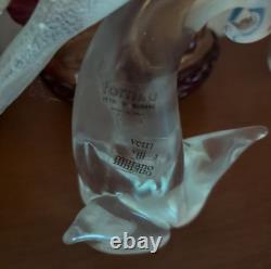 Vintage Murano Formia Glass Cockatoo Bird Sculpture White Gold 12 x 9.5