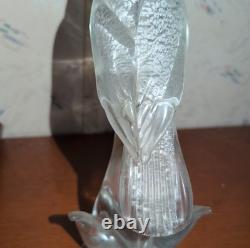 Vintage Murano Formia Glass Cockatoo Bird Sculpture White Gold 12 x 9.5