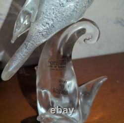 Vintage Murano Formia Glass Cockatoo Bird Sculpture White Gold 12 x 9.5