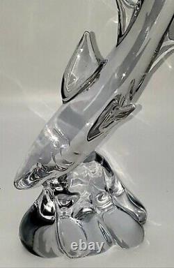Vintage Murano Formia Vetri Clear Art Glass Shark 16.5 MCM