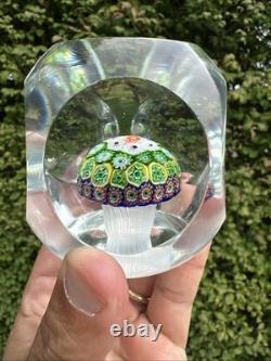 Vintage Murano Fratelli Toso Art Glass Paperweight Millefiori Mushroom Torsade