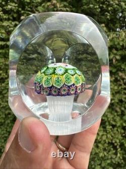 Vintage Murano Fratelli Toso Art Glass Paperweight Millefiori Mushroom Torsade