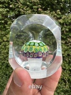 Vintage Murano Fratelli Toso Art Glass Paperweight Millefiori Mushroom Torsade