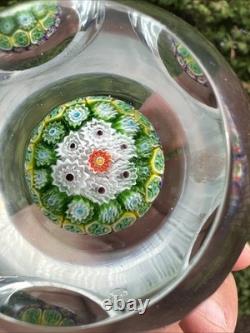Vintage Murano Fratelli Toso Art Glass Paperweight Millefiori Mushroom Torsade